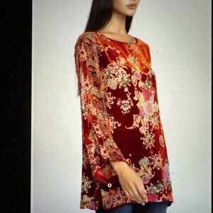 Johnny Was Kimi Burnout Velvet Tunic Size Small